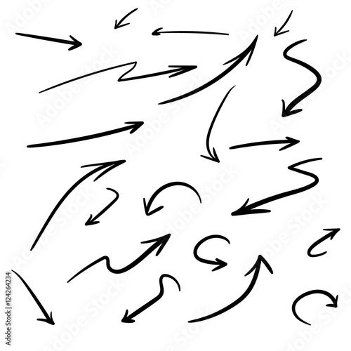 vector illustration set of hand drawn arrows