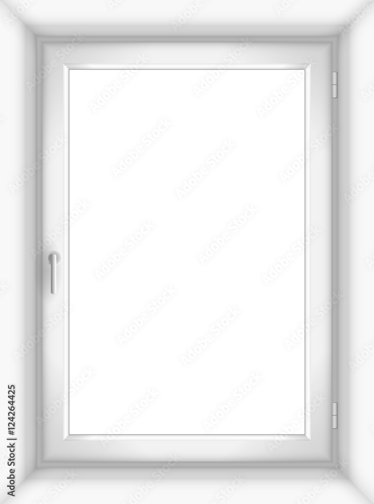 Obraz premium The white plastic or wooden window in a simple vector graphics