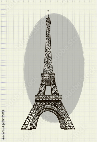 Eiffel Tower handwritten monochrome