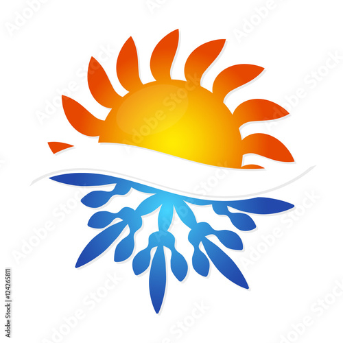 Sun and snowflake symbol air conditioning