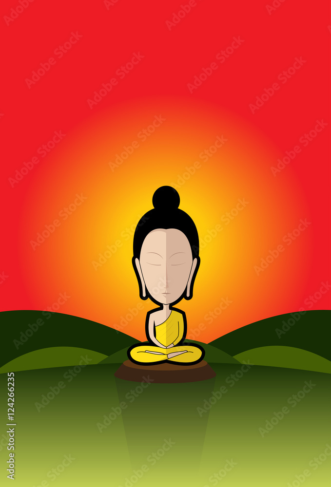 Fototapeta premium Buddha Cartoon Buddhism