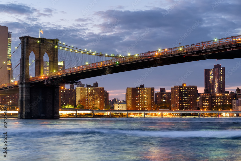 The Brooklyn Bridge in New York City at sunset The Brooklyn Bridge in New York City at sunset