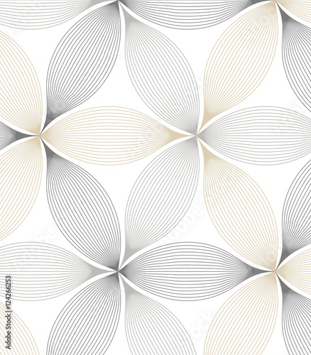 Abstract linear petal flower. Vector pattern