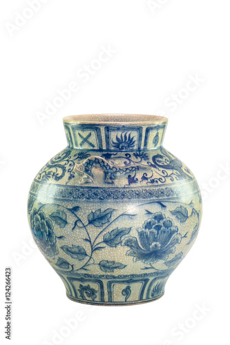 a traditional chinese porcelain with in blue colored