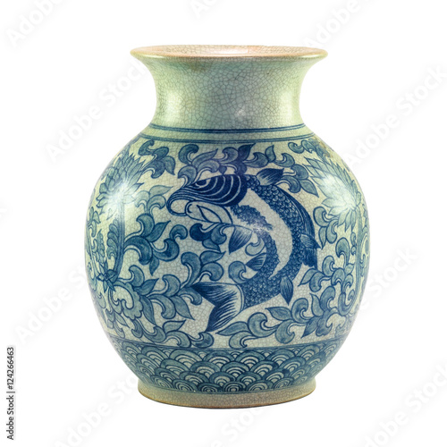 Fotografi a traditional chinese porcelain with in blue colored