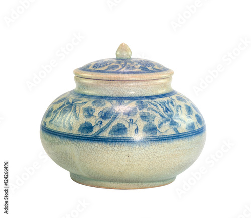 Valokuva a traditional chinese porcelain with in blue colored