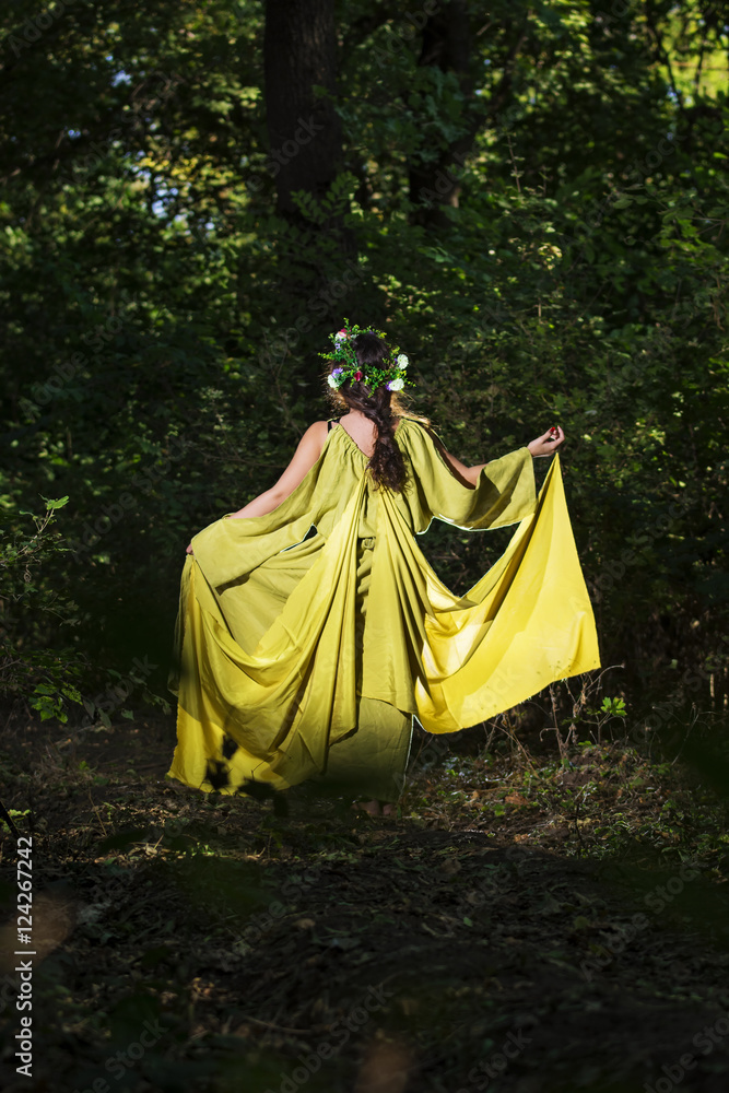 Fantasy Fairy Tale Forest , young woman posing as nymph Fantasy Fairy Tale Forest , young woman posing as nymph