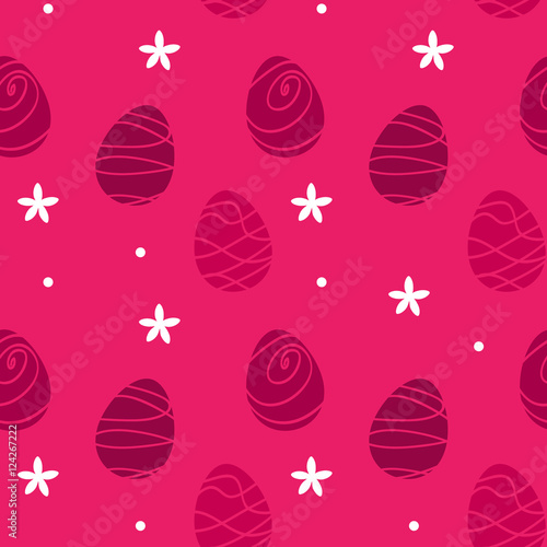 New Year background with eggs and flowers. Vector pattern.