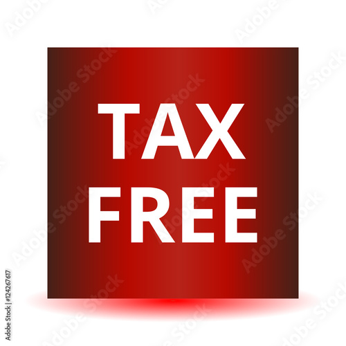 Tax free red web glossy icon. Vector illustration.
