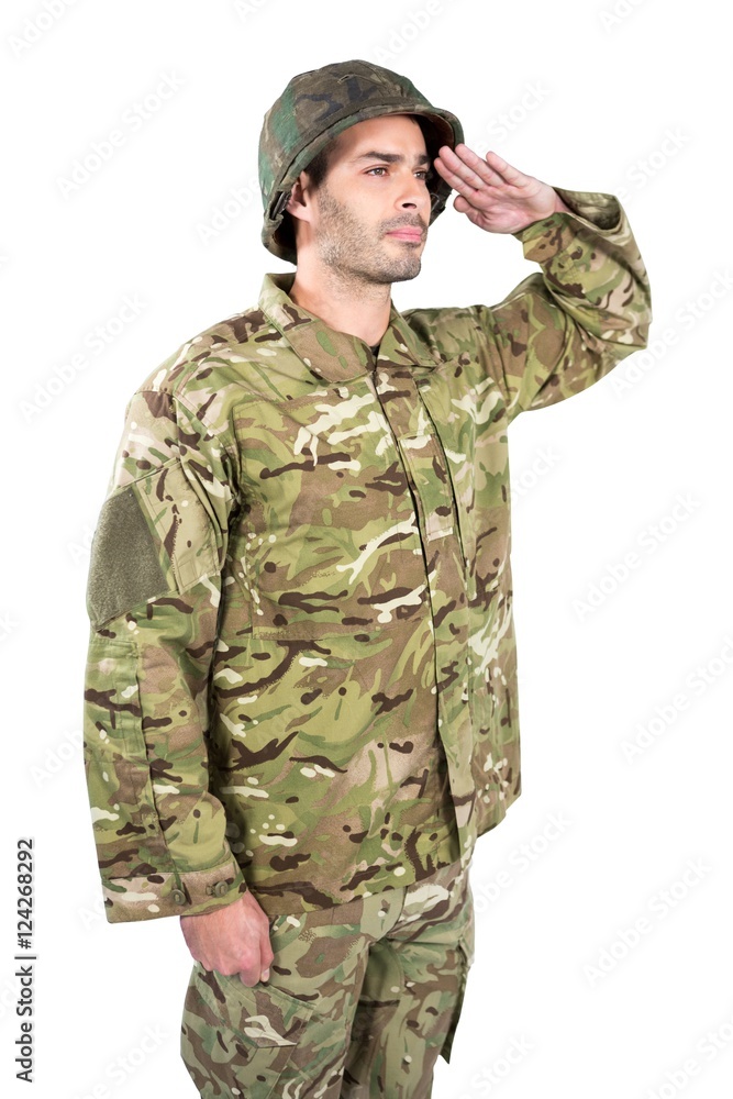 Confident soldier saluting Confident soldier saluting
