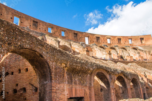     Detail of walls interior of the Flavian Amphitheatre Colosseum  in Rome  Italy 
