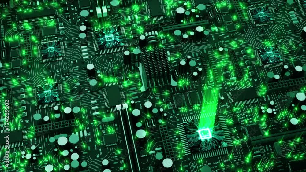 Beautiful 3d animation of the Endless Motherboard with Moving Green Flares and Working Processors. Looped Motion over the Circuit Board. HD 1080. Beautiful 3d animation of the Endless Motherboard with Moving Green Flares and Working Processors. Looped Motion over the Circuit Board. HD 1080.