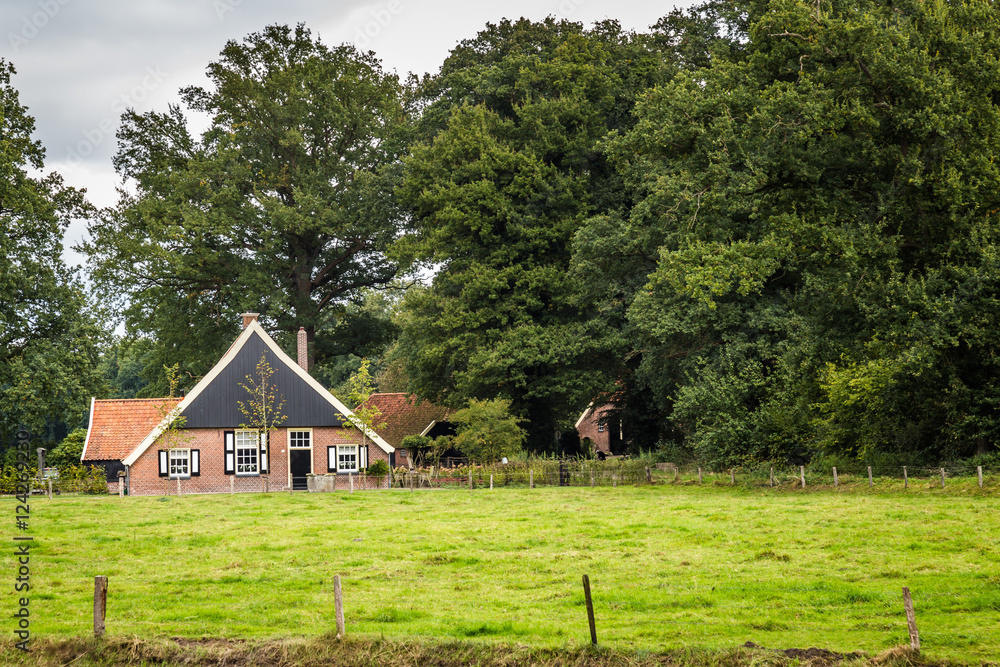 Old Dutch farmhouse with black and white shades Old Dutch farmhouse with black and white shades