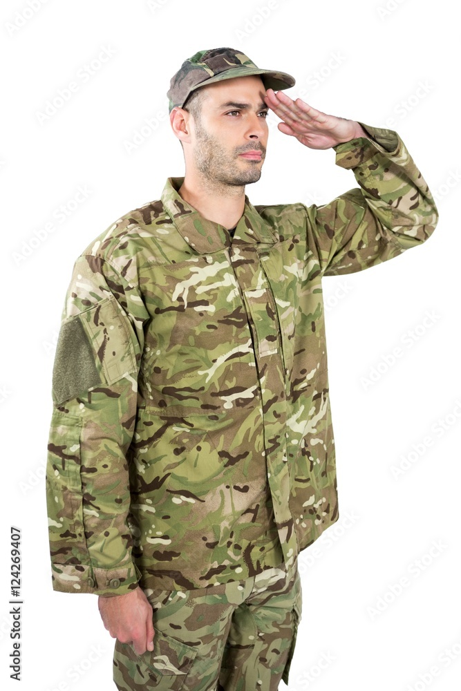 Confident soldier saluting Confident soldier saluting