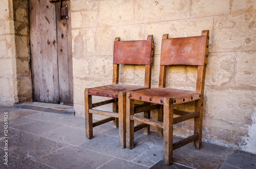 two old medieval chairs Mallorca castle 