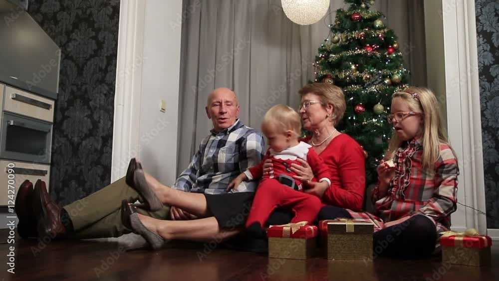 Little boy embracing his loving grandparents Stock Video | Adobe Stock