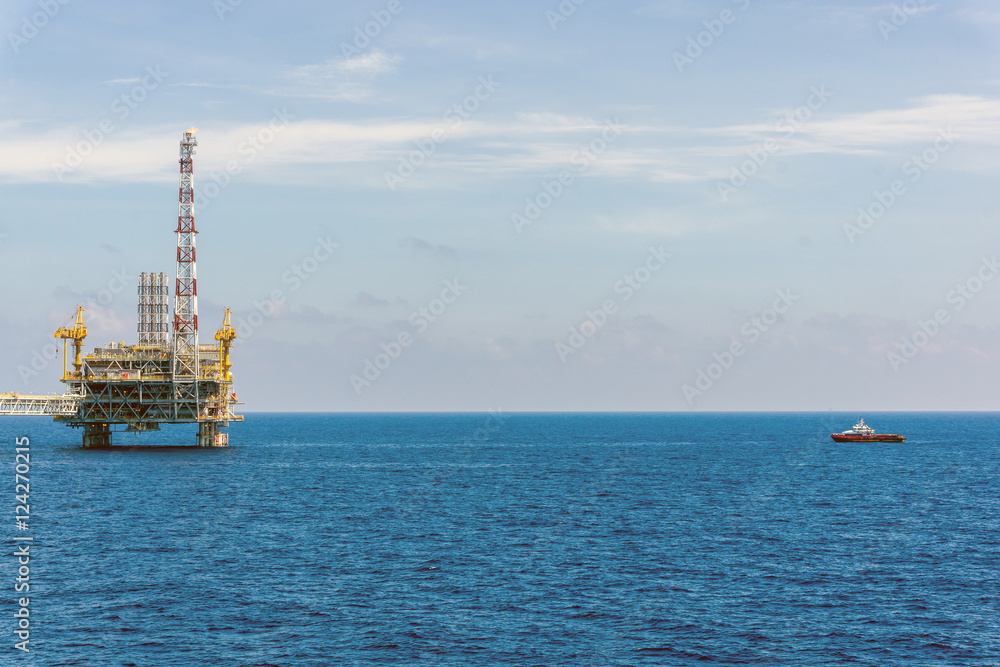 Offshore production platform at oil field Offshore production platform at oil field