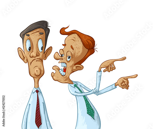 Two business men gossip, vector cartoon illustration
