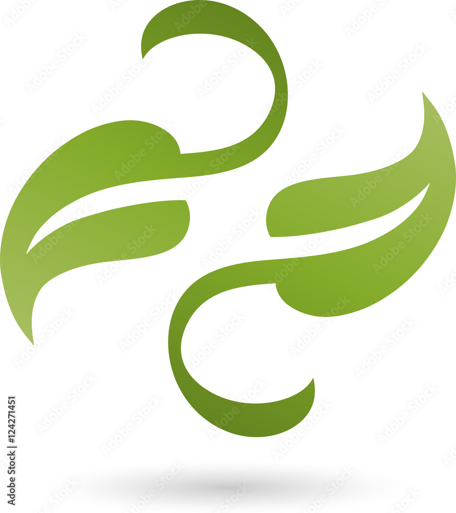 Zwei Blätter, Pflanze, Heilpraktiker, Logo