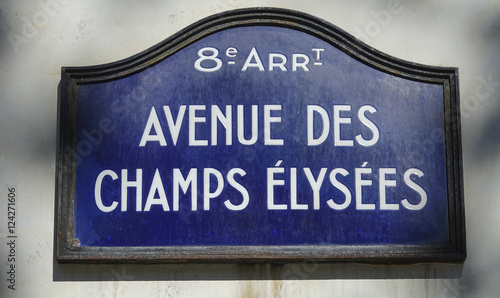 Street sign Avenue des Champs Elysees - most popular boulevard in Paris © 4kclips