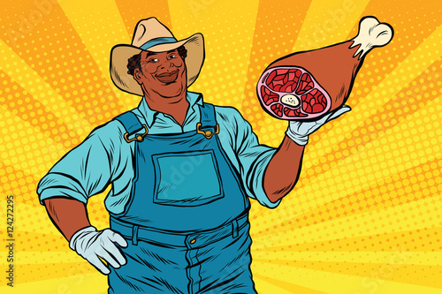 African American farmer with meat foot