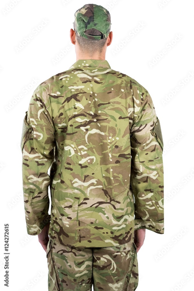 Rear view of soldier standing Rear view of soldier standing