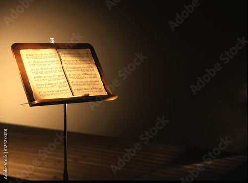 Photo antique music stand with tablature book