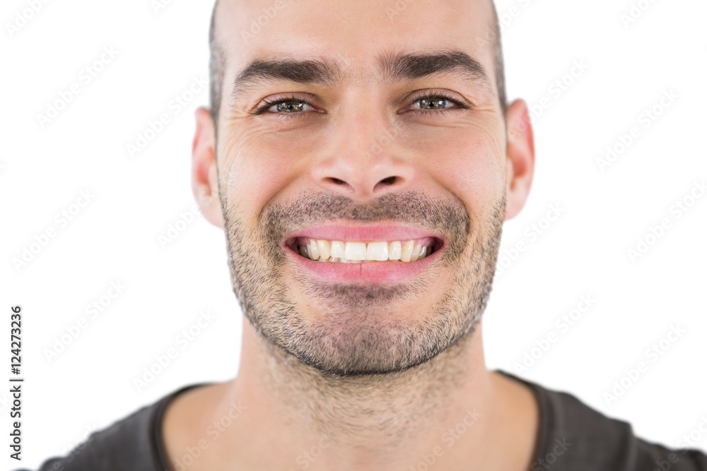 Man smiling against white background Man smiling against white background