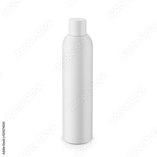 Round white glossy plastic cosmetic bottle