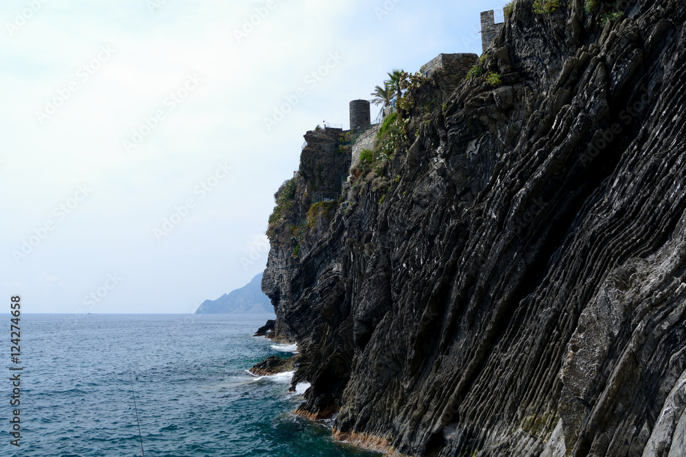 Sea and cliff in Vernazza, Italy
