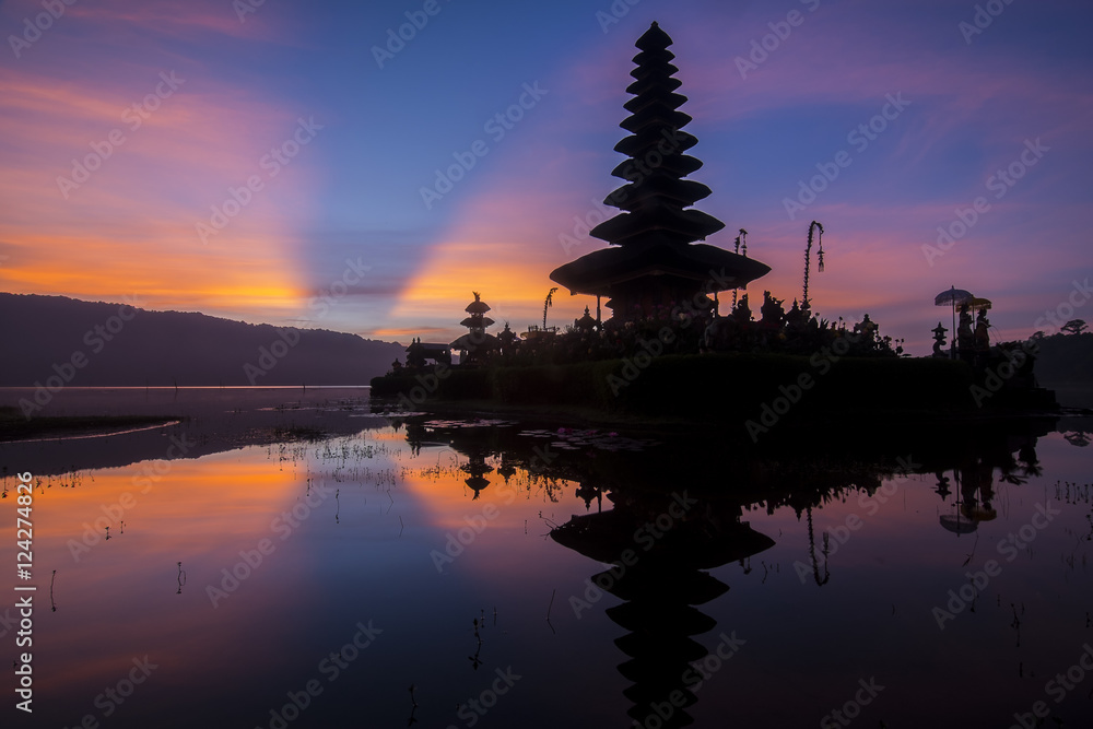 Twilight at Pura Ulun Danu Bratan at Bali, Indonesia. Twilight at Pura Ulun Danu Bratan at Bali, Indonesia.