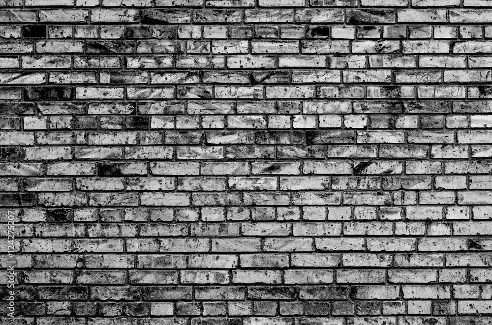Fototapeta premium Texture of brick wall contrast black and white