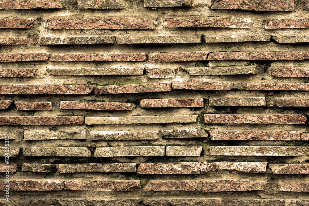 Sand color stone brick wall detailed texture background