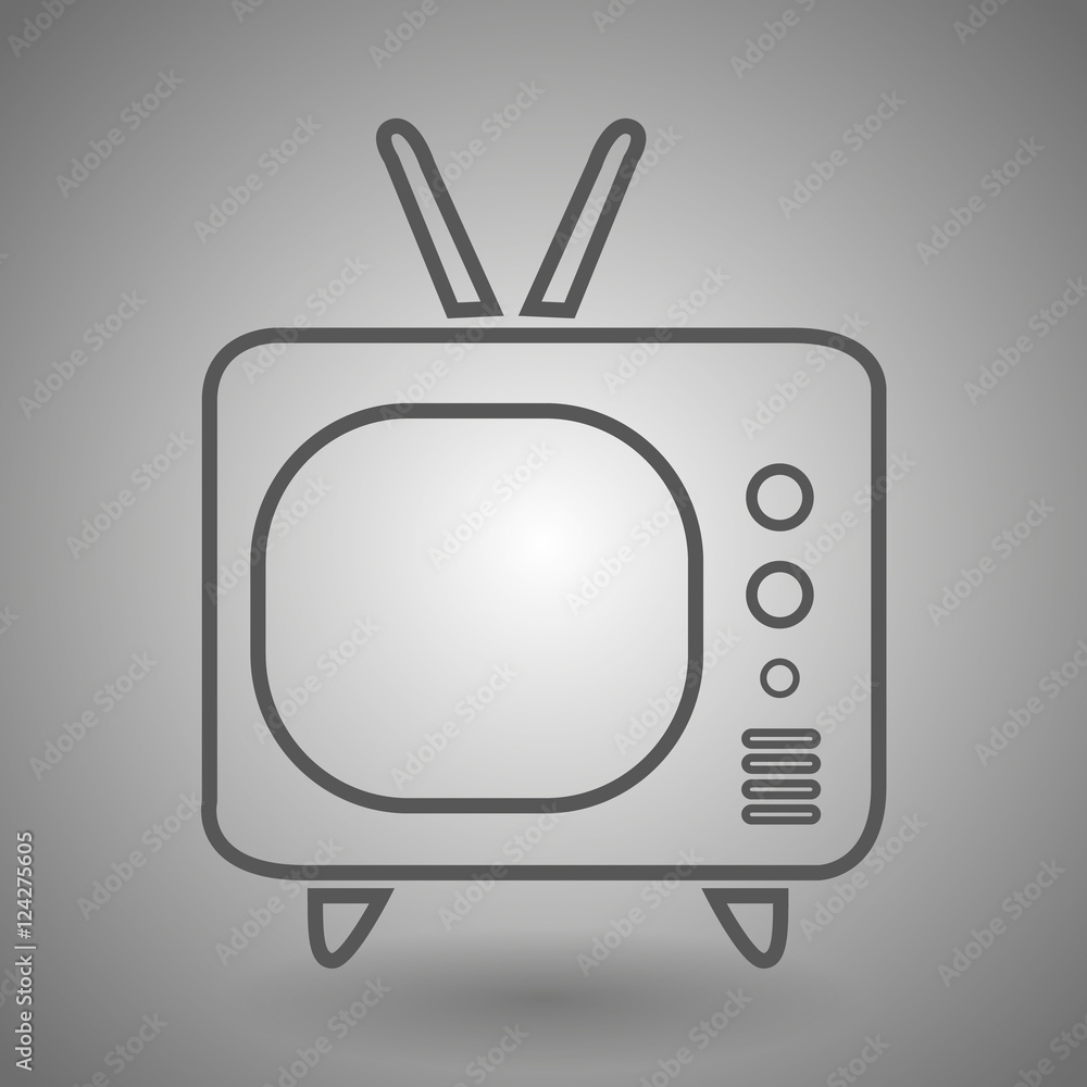 Retro television line icon for web, mobile and infographics. Vector dark grey icon isolated on light grey background. Retro television line icon for web, mobile and infographics. Vector dark grey icon isolated on light grey background.