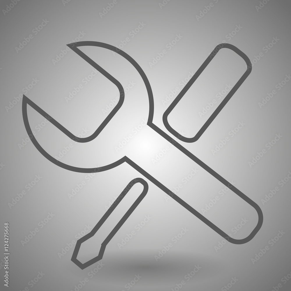 Repair thin line icon, settings outline vector logo illustration, wrench and screwdriver linear pictogram isolated Repair thin line icon, settings outline vector logo illustration, wrench and screwdriver linear pictogram isolated