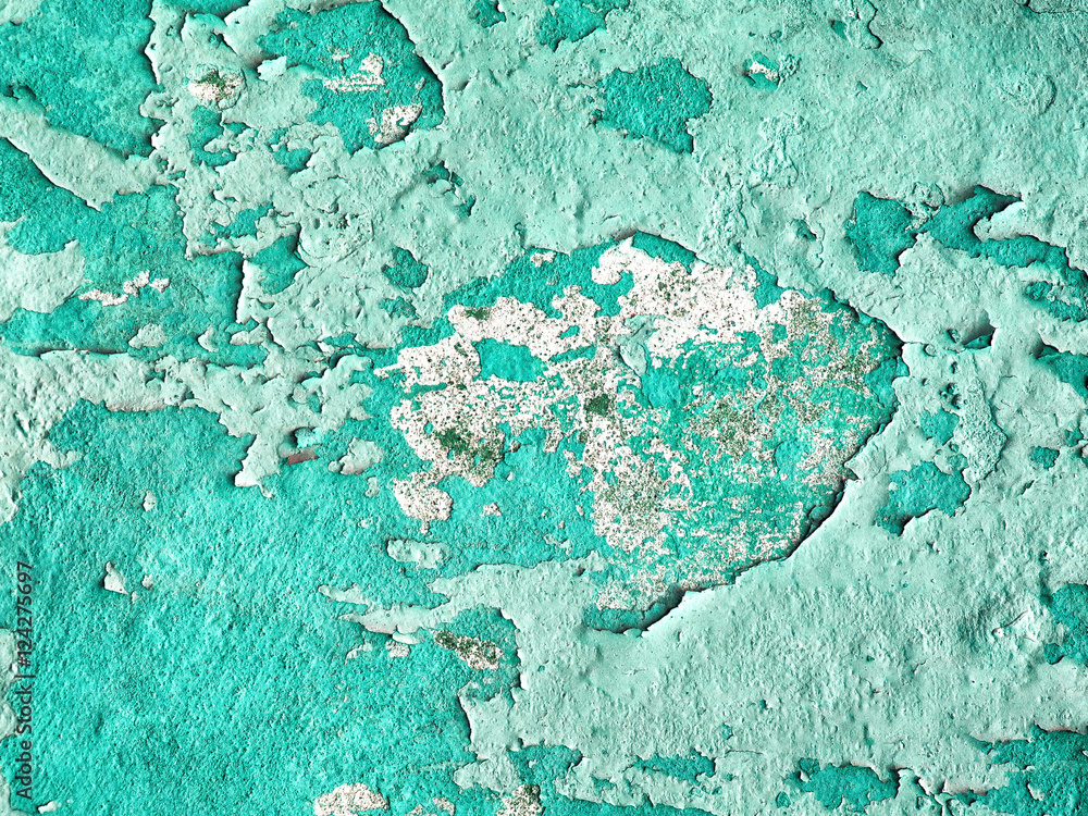 Obraz premium Vintage turquoise concrete crack wall texture background