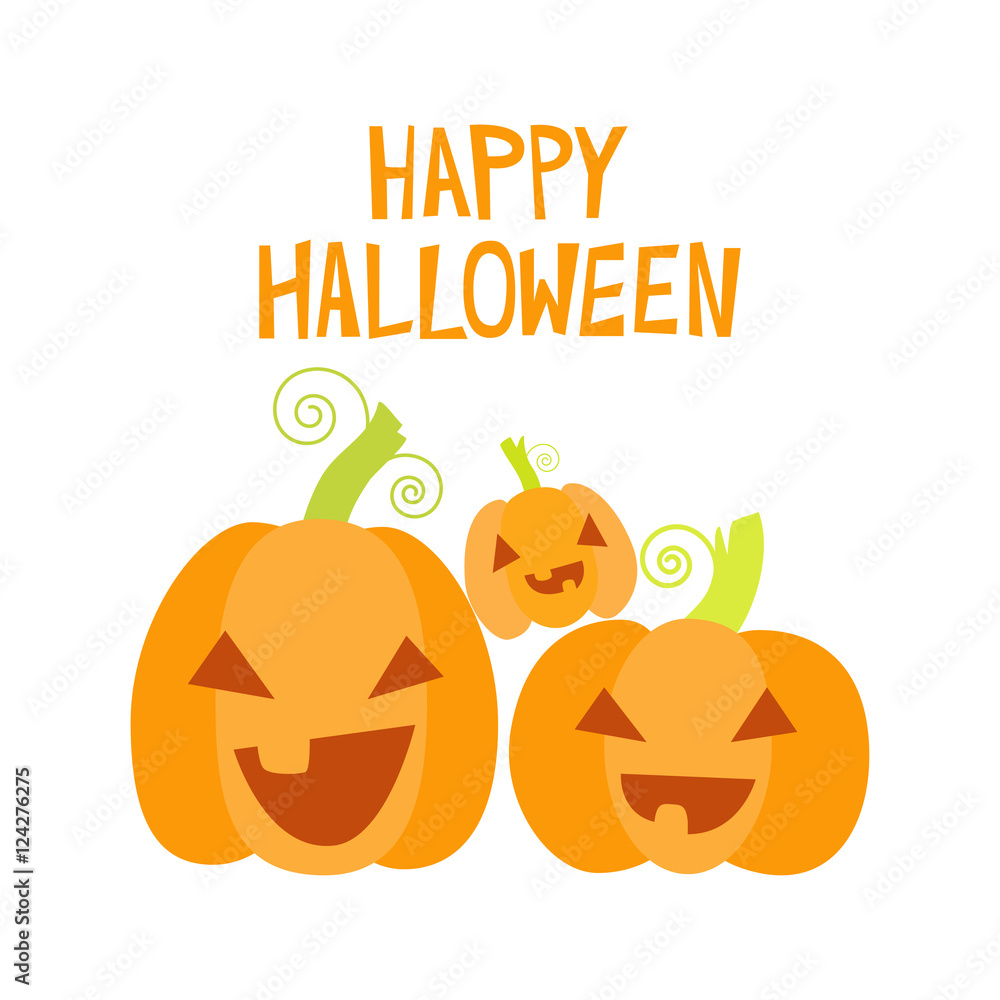 Happy pumpkins. Halloween design card template. Happy pumpkins. Halloween design card template.