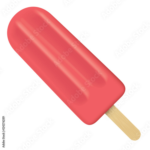 Illustration of a red stick ice cream, strawberry popsicle stick. Ideal for catalogs, informational and institutional material