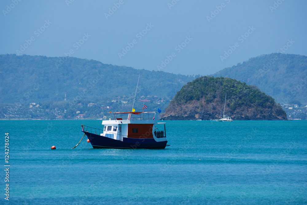 new boat diver is anchored in the sea new boat diver is anchored in the sea