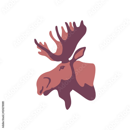 Moose head profile vector illustration style Flat