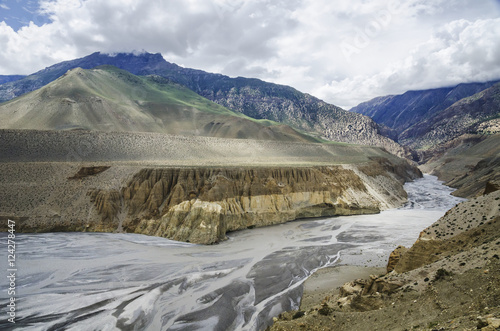 Wide angle view of kali gandaki riverbed;Upper mustang nepal