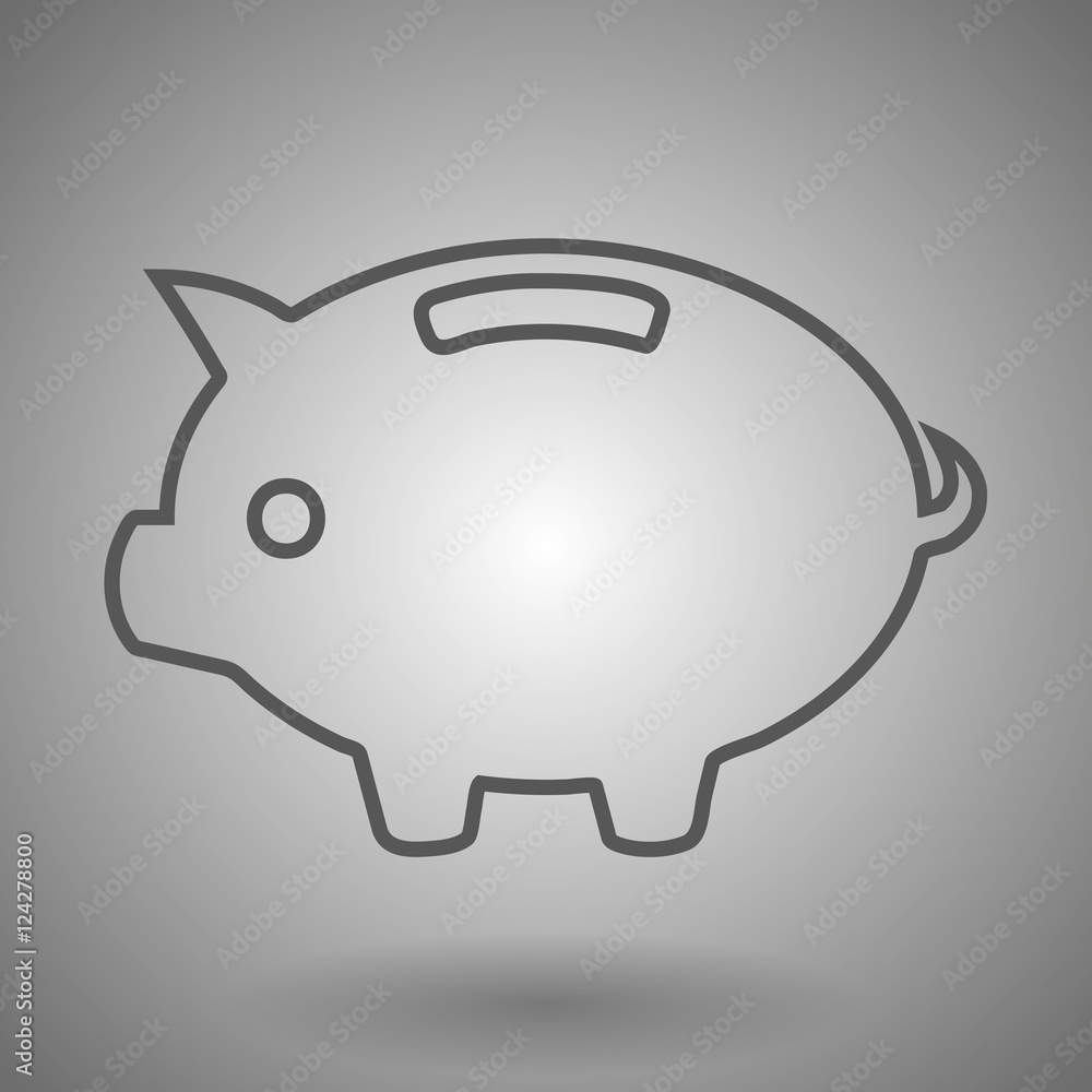 Piggy bank with line icon for web, mobile and infographics. Vector dark grey icon isolated on light grey background. Piggy bank with line icon for web, mobile and infographics. Vector dark grey icon isolated on light grey background.