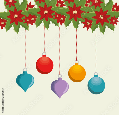 happy merry christmas balls vector illustration design
