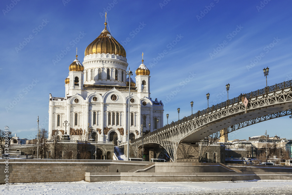 The Cathedral of Christ the Savior in winter, Moscow, Russia