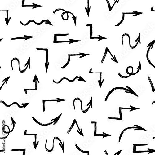 Seamless Pattern With Black Hand-Drawn Arrows