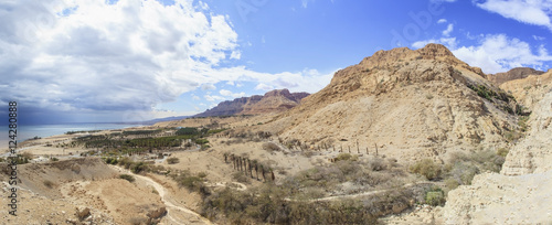 Landscape of the jordan valley and the dead sea;Ein gedi israel photo