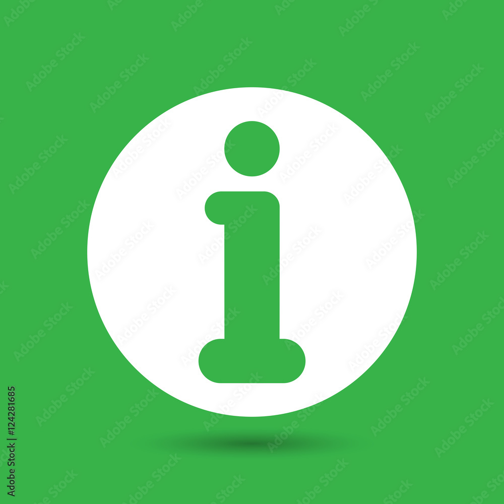 white flat info icon on green background white flat info icon on green background