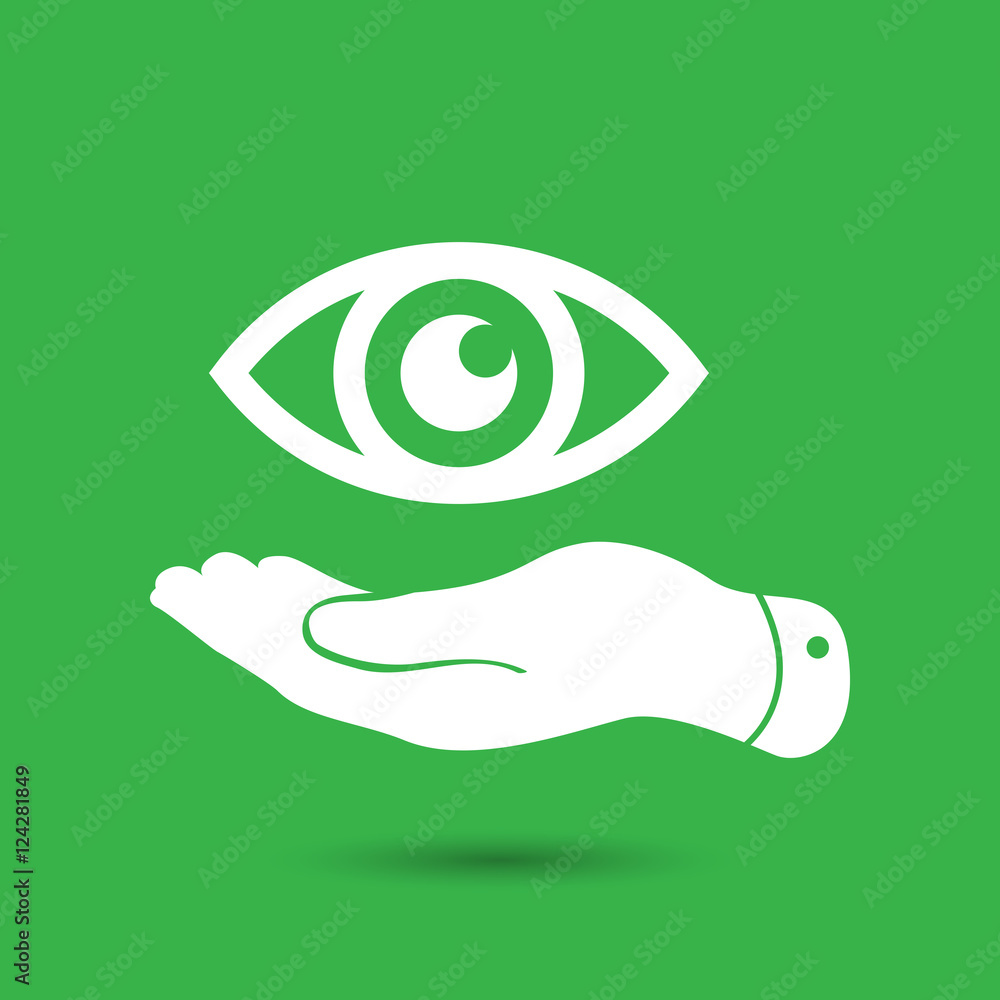 flat hand present the eye icon - vector illustration flat hand present the eye icon - vector illustration