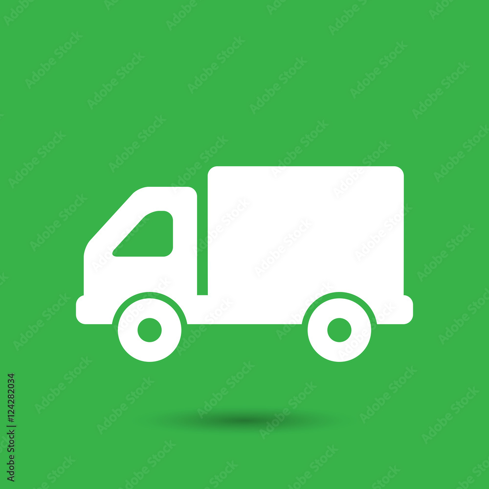 flat truck icon button on a green background flat truck icon button on a green background