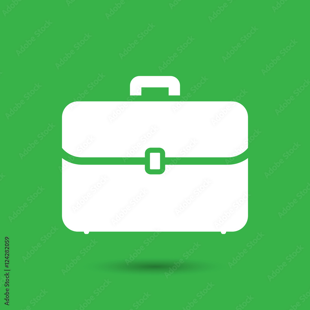flat portfolio briefcase icon on a green background flat portfolio briefcase icon on a green background